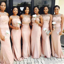 2019 Fashion Pink Bridesmaid Dress Custom Made Long Wedding Events Gown Lace Satin African Bridesmaids Dresses 1 Transactions 2024 - buy cheap