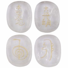 TUMBEELLUWA 1Set (4Pc) Rock Quartz Engraved Stone,Palm Usui Stone Healing Crystal Chakra Reiki Symbols 2024 - buy cheap