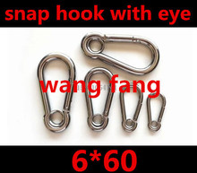 6mm*60mm, snap hook with eye stainless steel 304  spring hook,carbine hook,carabiner,spring clip boat hardware rigging 2024 - buy cheap