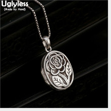 Uglyless 100% Real Solid 925 Sterling Silver Handmade Flower Pendants Necklaces NO Chain Thai Silver Open Box Pendant Fine Jewel 2024 - buy cheap