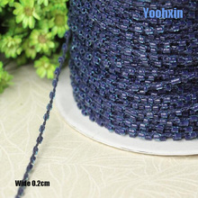 0.2CM Wide Dark blue beads Embroidery flower lace fabric trim ribbon DIY sewing applique collar cord dress wedding guipure decor 2024 - buy cheap