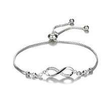 Pulseira de cristal para mulheres, pulseira da moda com símbolo do infinito, braceletes ajustáveis, joias para baile, casamento, presente 2024 - compre barato