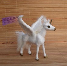 Bonito simulação brinquedo resina & fur Pegasus Unicórnio boneca cavalo com asas presente sobre 14x12x15 cm 0919 2024 - compre barato