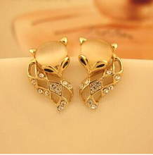 Opal crystal fox stud earrings/korean luxury jewelry/brincos femininos/pendientes/aretes/bijoux femme/boucles d'oreille women 2024 - buy cheap