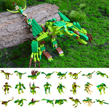 Juego de 8 unids/set de dinosaurios, figuras del mundo Jurásico, modelo de construcción de Tiranosaurio, bloques de ensamblaje clásicos con juguete para niños, ocho en uno 2024 - compra barato