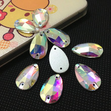 Costura em cristal de strass, cores ab, gotas, 7x12mm, 10.5x18mm, 13x22mm, 17x28mm, 16x25mm, 22x38mm 2024 - compre barato