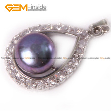 Pendants 17x27mm  Rhinestone Pendant With Cultured Pearl, One Siver Or Chain Is Free,Free Shipping 2024 - buy cheap
