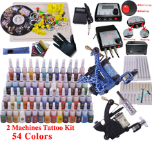 Beginner Complete Tattoo Kit LCD Power Supply 54 Colors Tattoo Inks Needles Nozzle Body Tattoo Art Equipment 2024 - buy cheap