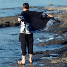 Yukata haori мужское японское кимоно кардиган мужской костюм самурая одежда кимоно куртка мужская кимоно рубашка yukata haori FF001 2024 - купить недорого