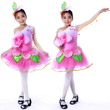 Flor rosa trajes de dança para meninas do jardim de infância roupas desempenho trajes de dança vestidos de formatura do jardim de infância do festival 2024 - compre barato