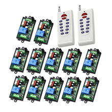 AC 110V 220V 10A 1CH wireless RF Remote Control Switch 2 Transmitter+ 12 Receiver For Access/door Control System SKU: 5455 2024 - buy cheap