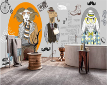 Papel de parede beibehand personalidade, clássico, pintado à mão, animal abstrato, roupas, loja, café, fundo 3d 2024 - compre barato