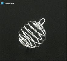 Doreen Box Lovely 20 SP Spiral Bead Cages Pendants Findings 25x20mm (B07111) 2024 - buy cheap