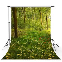 Fondo fotográfico de vinilo para estudio fotográfico, decoración de paisaje de árboles, flores y árboles, césped verde, temporada de primavera, para niños 2024 - compra barato