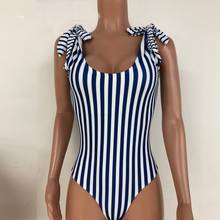 2018 Women Swimming Suit One Piece Ladies Yellow/Black/Blue Stripe Swimwear Women Swimsuit Monokini Push Up Beach Bathing Suit 2024 - buy cheap