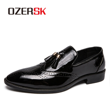 OZERSK/Формальные Мужские модельные туфли из лакированной кожи; Обувь с перфорацией типа «броги» без застежки; Мужские оксфорды на плоской подошве; Свадебная деловая Рабочая обувь 2024 - купить недорого