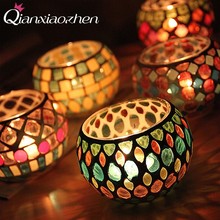 Lanterna de vela de vidro manual qiansiaozhen, decoração de casamento, velas para decoração de casa 2024 - compre barato