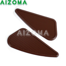 For Harley Suzuki Honda Cafe Racer Motorcycle Fuel Tank Knee Rubber Pads Vintage Gas Side Panel Traction Pad Sticker Brown Black 2024 - buy cheap