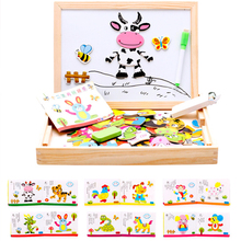 Cartoon 3D Puzzle Wooden Puzzles For Children Educational Toys Multifunctional Magnetic Puzzles Drawing Board Learning Wood Toys 2024 - buy cheap