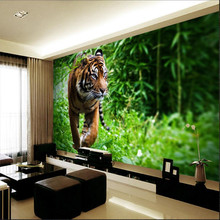 Beibehang-papel pintado con foto personalizada, tapiz de pared 3d de Tigre, jungla, forrajeo, poderoso rey de las criaturas, Fondo de Gran mural 2024 - compra barato