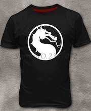 Camiseta masculina de algodão mortal kombat, camiseta preta de dragon em algodão, camiseta masculina de marca para o verão 2024 - compre barato