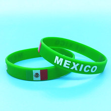 100pcs Mexico Flag Rubber Wrist Strap Men Women Print Country Sport Elastic Silicone Wristband Bracelets Accessories Bangle Cuff 2024 - buy cheap