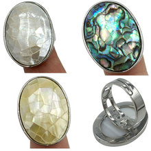 Free shipping  Fashion New Zealand Ablone Mother of pearl Shell Art  Oval Ring 7~12" (us) adjust  WB587 2024 - buy cheap