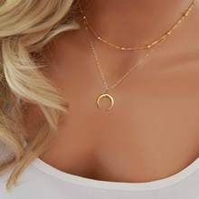 Tuxai 2018 New Fashion Double Horn Necklace Crescent Moon Necklace Boho Jewelry Minimal Girlfriend Gift LX068 2024 - buy cheap