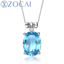 ZOCAI choker 18K white gold 8.0 CT Certified Topaz gemstone pendant 925 silver chian necklace D02233 2024 - buy cheap