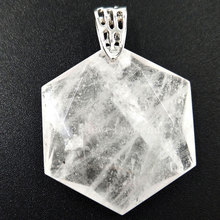 Frete grátis joia linda contas pingente hexagonal cristal branco feminino masculino contas pc5702 2024 - compre barato