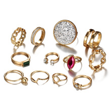 Новые модные круглые большие блестящие бриллианты для женщин массивное Золотое кольцо в богемном стиле Винтажные Украшения для вечеринок с геометрическим рисунком 2024 - купить недорого