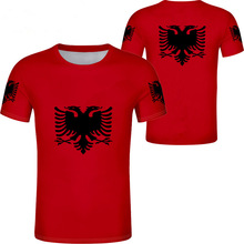 Camiseta informal para niño, camisa con estampado de número y nombre personalizado, bandera blanca, roja, azul y negra, con águila de Albania 2024 - compra barato