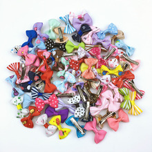 (100 pieces/lot) Cute Handmade Pet Hair Grooming Accessories 73 Colors Boutique Ribbon Dog Cat Hair Bows With Metal Clips 2024 - buy cheap