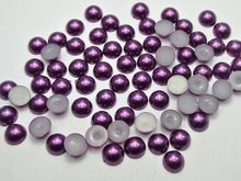 200 Dark Purple Half Pearl Bead 10mm Flat Back Round Gems Scrapbook Craft 2024 - buy cheap