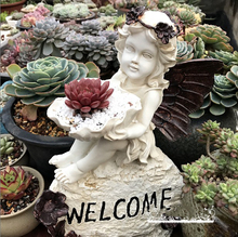 Escultura de Ángel de bienvenida para jardinería al aire libre, decoración de resina, maceta, artesanía, estatua de parque, patio, figuritas, muebles de Villa 2024 - compra barato