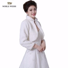 long sleeve wedding jacket Bride cape winter bride fur shawl bolero women wedding coat ivory color 2024 - buy cheap