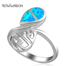  New arrival Wholesale & Retail Blue Fire Opal  silver platedStamped Ring USA Size #6.5 #7 #7.5 Fashion Jewelry OR482 2024 - buy cheap