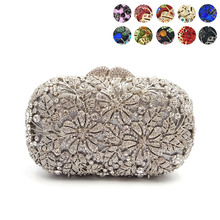 Women evening party bag diamonds elegant crystal clutch luxury bridal wedding party wallet purse handbag flower crystal purses 2024 - buy cheap