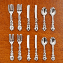 Odoria 1:12 Miniature 12Pcs Silver Knife Fork Spoon Set Cutlery Tableware Kitchen Dollhouse Accessories Doll House Decoration 2024 - buy cheap