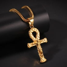 New Design Hip Hop Gold Color Stainless Steel INRI Crucifix Jesus Ankh Cross Key of Life Pendants Necklace for Men Jewelry 2024 - buy cheap