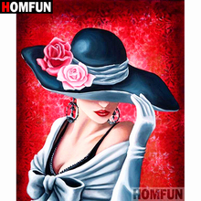 Homfun 5d pintura de diamante completa quadrada/redonda, broca "flor mulher" 3d bordado, ponto cruz, presente, decoração de casa a02679 2024 - compre barato