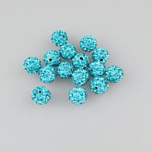 Bolas redondas de arcilla azul lago de 10mm, cuentas de cristal de diamante de imitación de Disco pavimentadas, joyería, pulsera, accesorios de cuentas DIY, 100 Uds. 2024 - compra barato