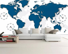 beibehang Custom wallpaper world time map clock bar KTV background wall decorative painting papier peint wallpaper for walls 3 d 2024 - buy cheap