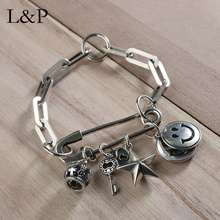 L&P 100% 925 Sterling Silver Bracelet Women Men Punk Smile Pin Bracelets Bangles Charm Jewelry Wedding Party Gift 2024 - buy cheap