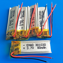 Bateria recarregável de polímero de lítio lipo, 3.7v 80mah 301030 para mp3 gps bluetooth headset caneta de vídeo relógio inteligente 3x10x30mm 2024 - compre barato