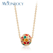 Модное ожерелье MOONROCY золотого цвета с цирконием, ювелирные изделия с австрийскими кристаллами, чокер для женщин, разноцветный шар 2024 - купить недорого