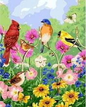 Birds butterflies and flowers painting calligraphy coloring by numbers hand painted canvas picture by number drawing brush paint 2024 - buy cheap