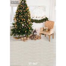 Christmas party vinyl cloth Xmas tree chair room photography backdrops for children baby photo studio portrait backgrounds 2024 - buy cheap