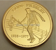 1935-1977 монеты Король рок-н-ролла, ELIVS PRESLEY, 1 шт./лот, бесплатная доставка, позолоченная сувенирная монета, бесплатная доставка 2024 - купить недорого