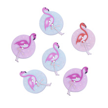 Eco-Friendly Wood Sewing Buttons Scrapbooking Garment Decoration Flamingo Pattern 2 Holes At Random 3.4x2.5cm 50 PCs 2024 - buy cheap